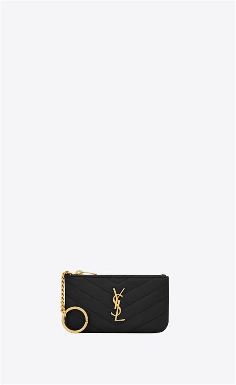 ysl monogram key pouch in black matelassé leather|SAINT LAURENT Cassandre matelassé leather .